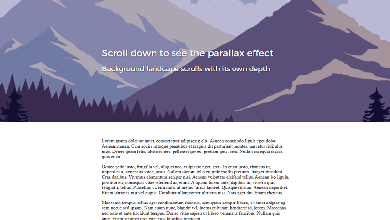HEADER IMAGE PARALLAX SCROLLING EFFECT WITH CSS