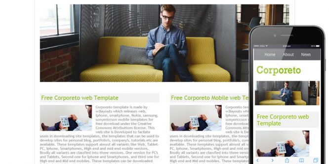 Corporeto Free Corporate Website and Mobile Template