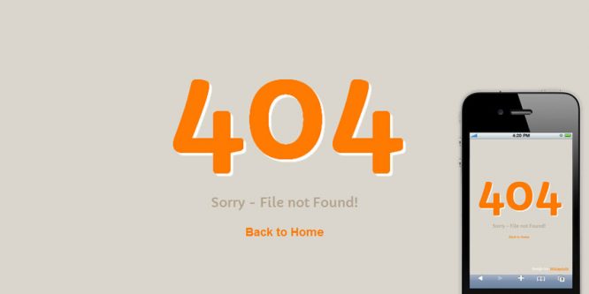 Funky 404 Page Not Found Mobile Website Template