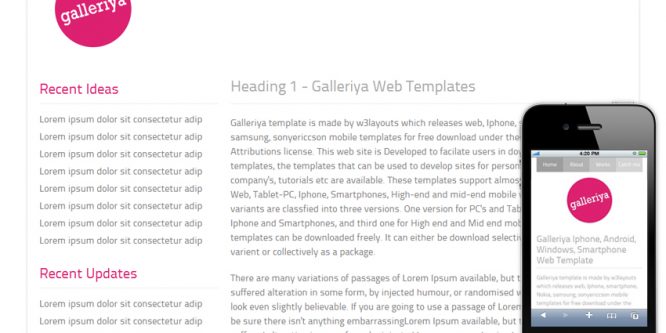 Galleriya – Free Protfolio Mobile Website Template