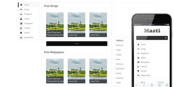 Masti Rngtones Wallpapers Mobile Website Template