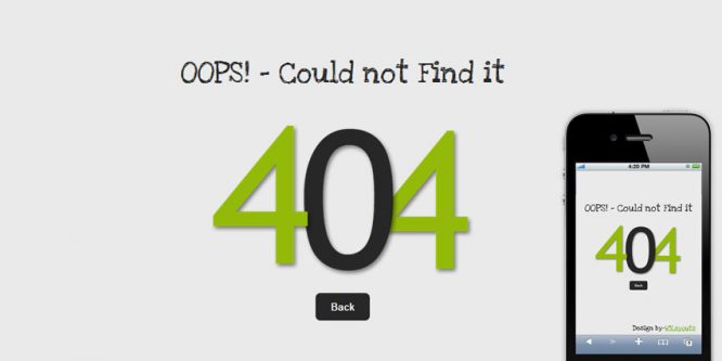 Oops 404 Page Not Found Mobile Website Template