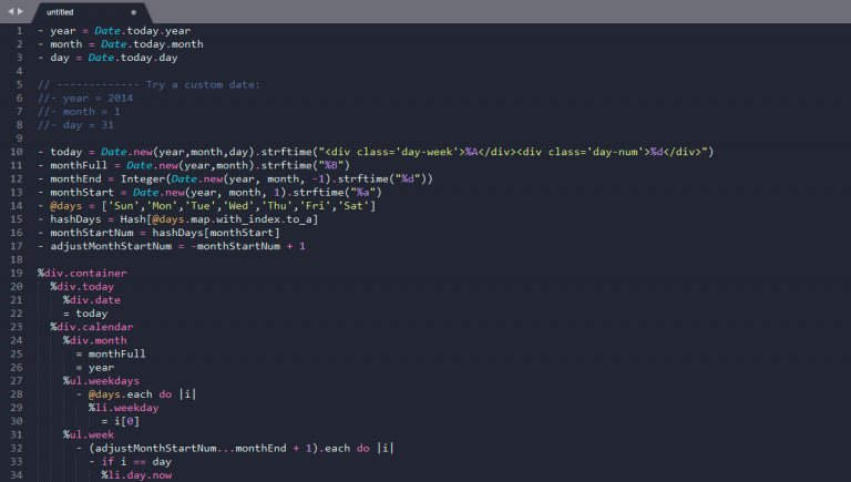 Ruby Frontend Haml Example HAML