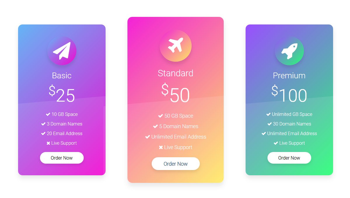 PRICING TABLE UI