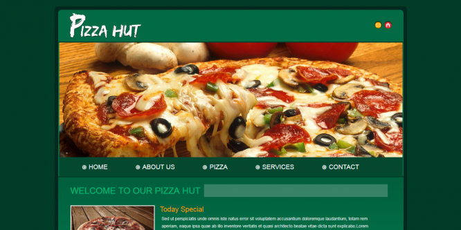 Pizza Hut web template and mobile website template for food corners