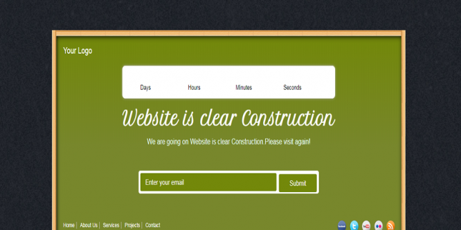 Wood Frame Under Construction web and mobile website template