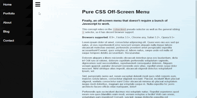 PURE CSS OFF-SCREEN MENU