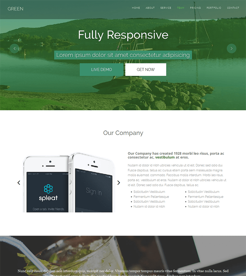 GreenFree one page HTML Bootstrap template