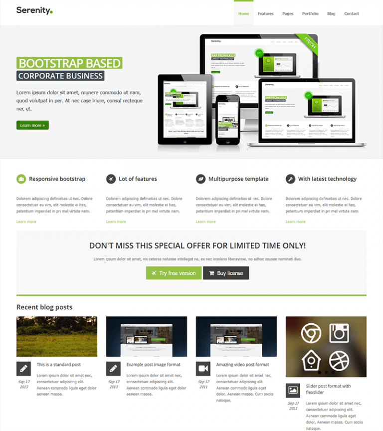 Serenity Bootstrap Theme