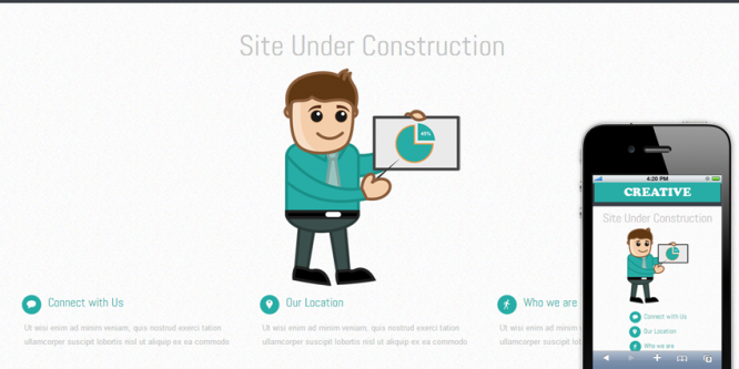 Creative Under Construction Mobile Website Template