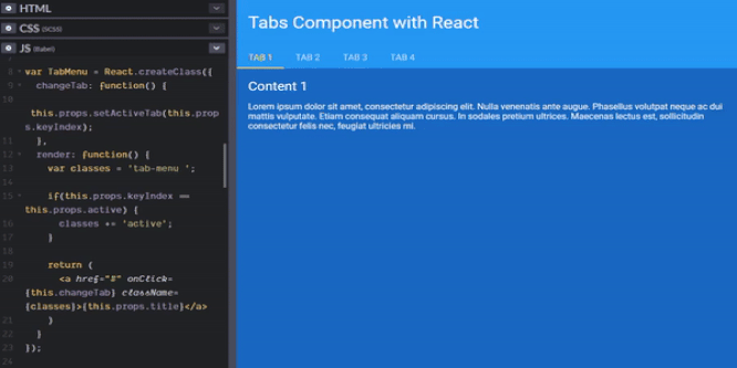 TABS COMPONENT WITH REACT