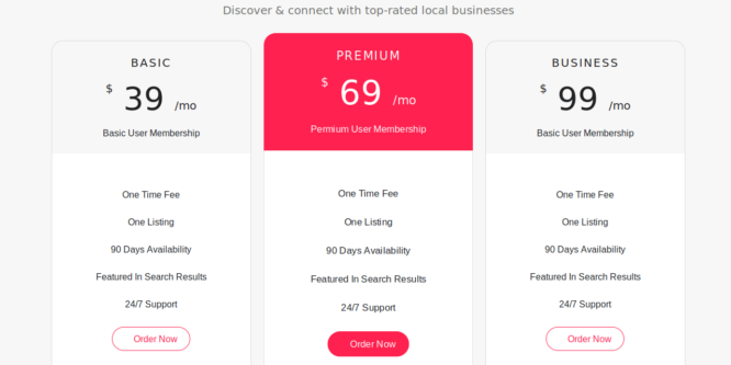 BOOTSTRAP 4 BUSINESS PRICING TABLE