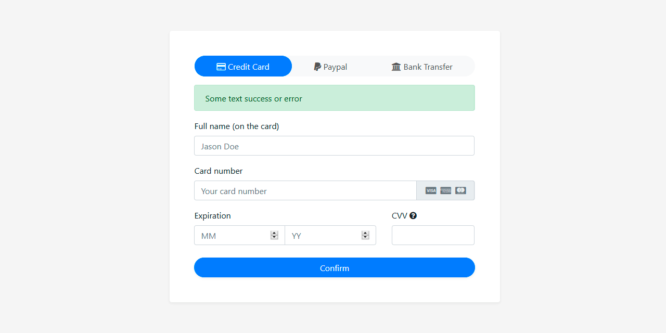 BOOTSTRAP CREDIT CARD FORM