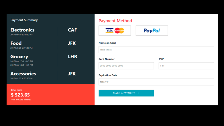 BOOTSTRAP 4 PAYMENT FORM