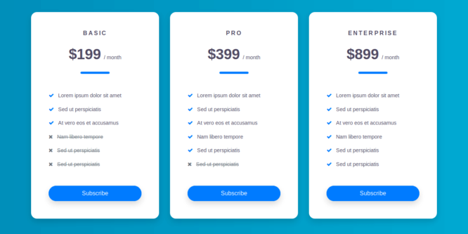 BOOTSTRAP PRICING TABLE