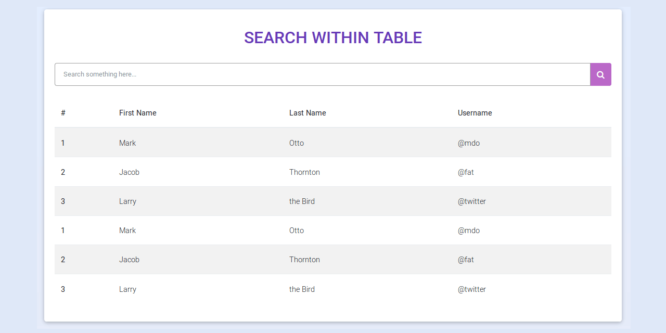 BOOTSTRAP TABLE – MATERIAL DESIGN & BOOTSTRAP 4