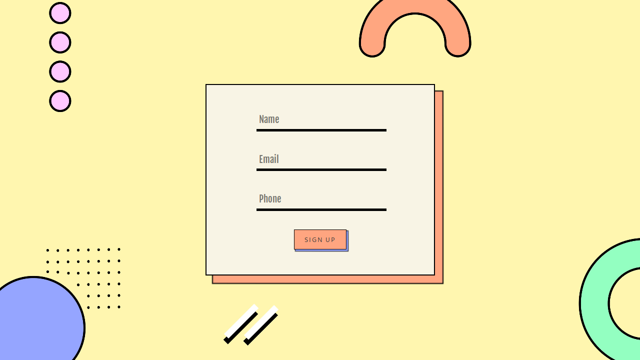 ABSTRACT SIGN UP FORM