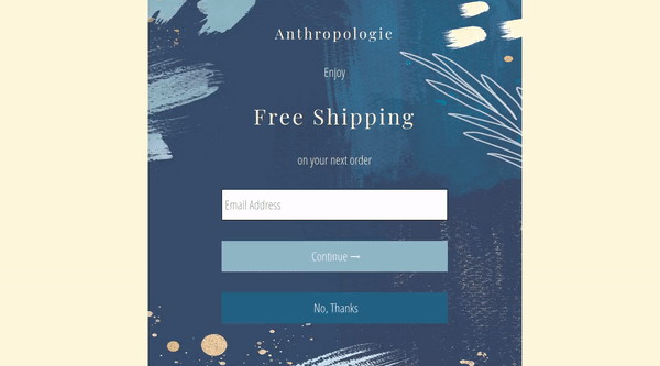 ANTHROPOLOGIE EMAIL SIGN UP FORM