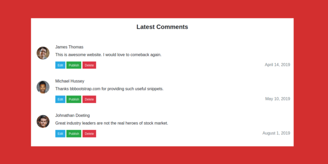 BOOTSTRAP 4 LATEST COMMENTS LIST SECTION