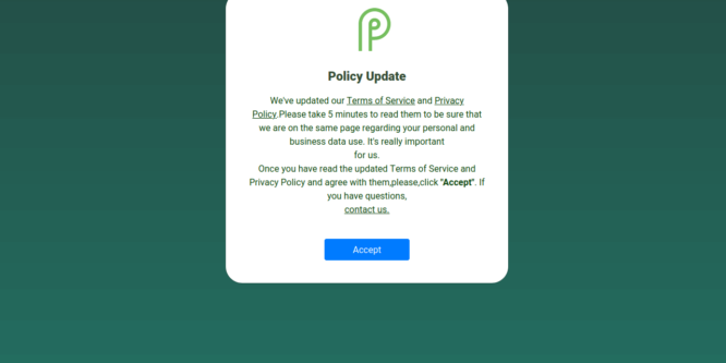 BOOTSTRAP 4 MODAL OF A POLICY UPDATE NOTIFICATION