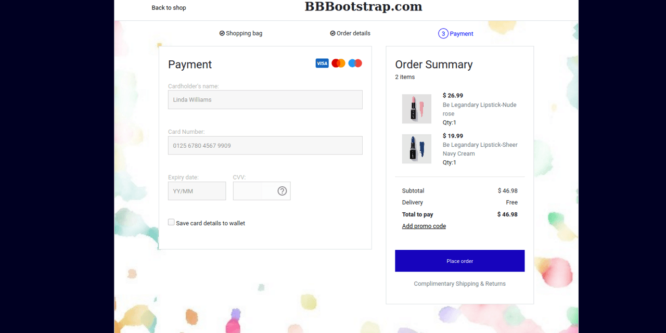 BOOTSTRAP 4 STEP CREDIT CARD PAYMENT FORM