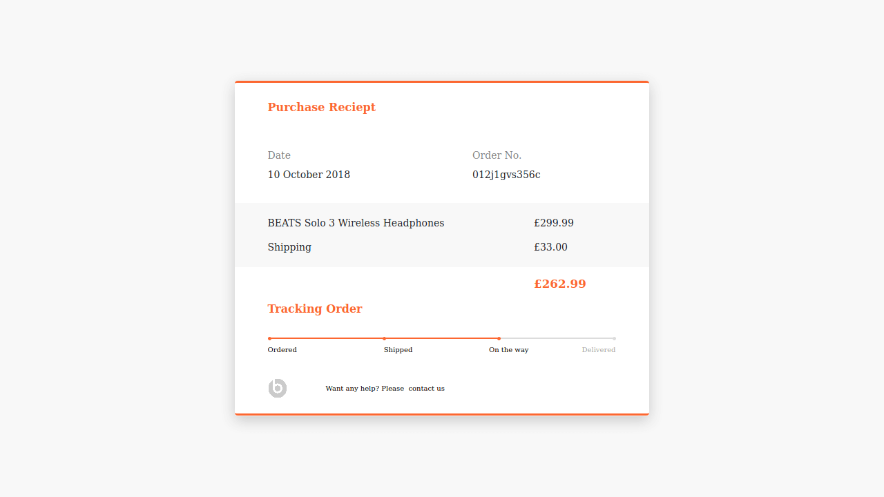 BOOTSTRAP 4 TRACKING ORDER PURCHASE RECEIPT WITH PROGRESS