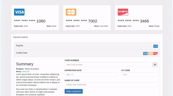 BOOTSTRAP PAYMENT CREDIT CARD FORM