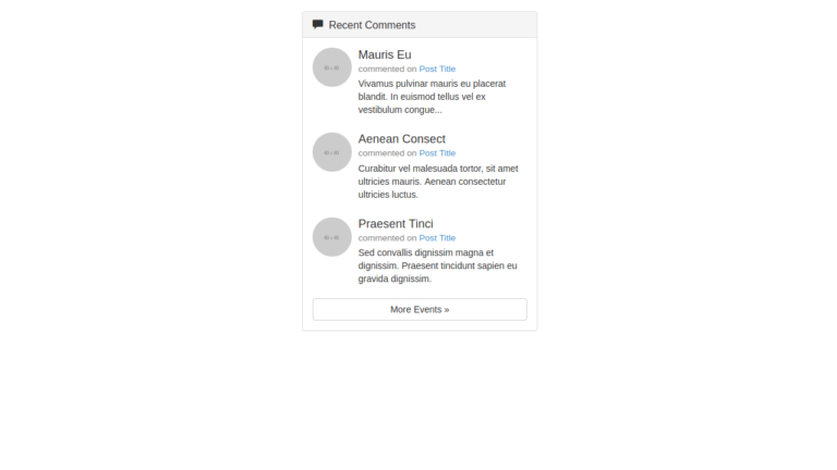 BOOTSTRAP RECENT COMMENTS WIDGET