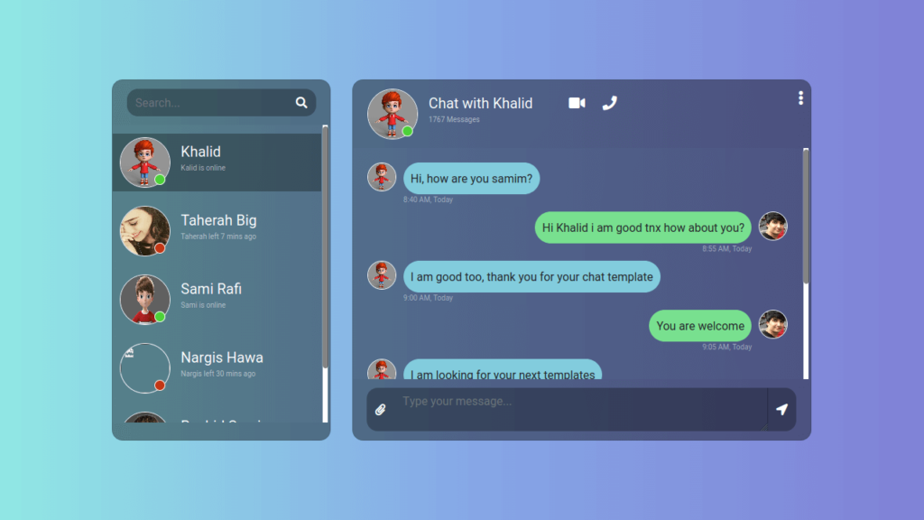 ELEGANT BOOTSTRAP 4 MESSAGE CHAT BOX TEMPLATE