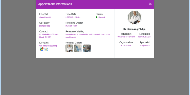 BOOTSTRAP 5 DOCTORS APPOINTMENT INFORMATION MODAL