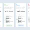 PRICING TABLE WITH DETAIL