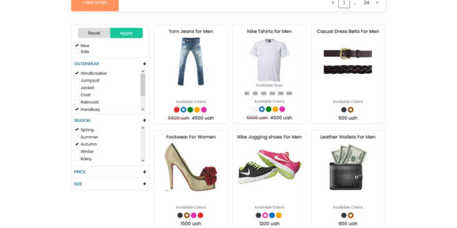 BOOTSTRAP 4 ECOMMERCE PRODUCTS LIST WITH RANGE FILTERS