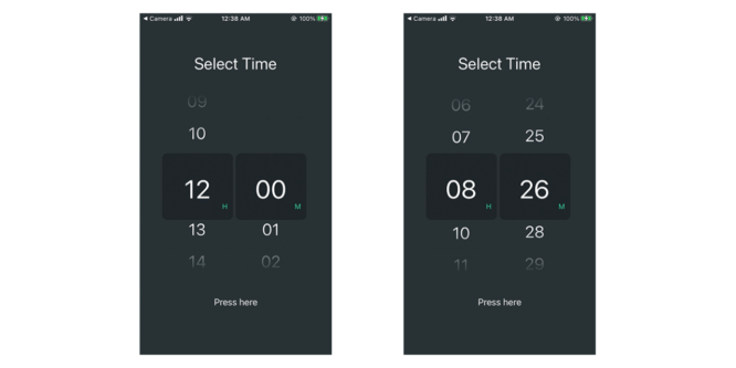TIME SELECTOR SCROLLVIEW REACT NATIVE